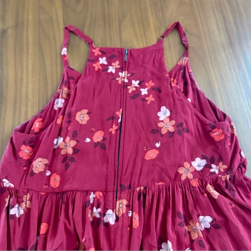 Torrid Red Floral Babydoll Top - Sleeveless V-Neck - Picture 4 of 5